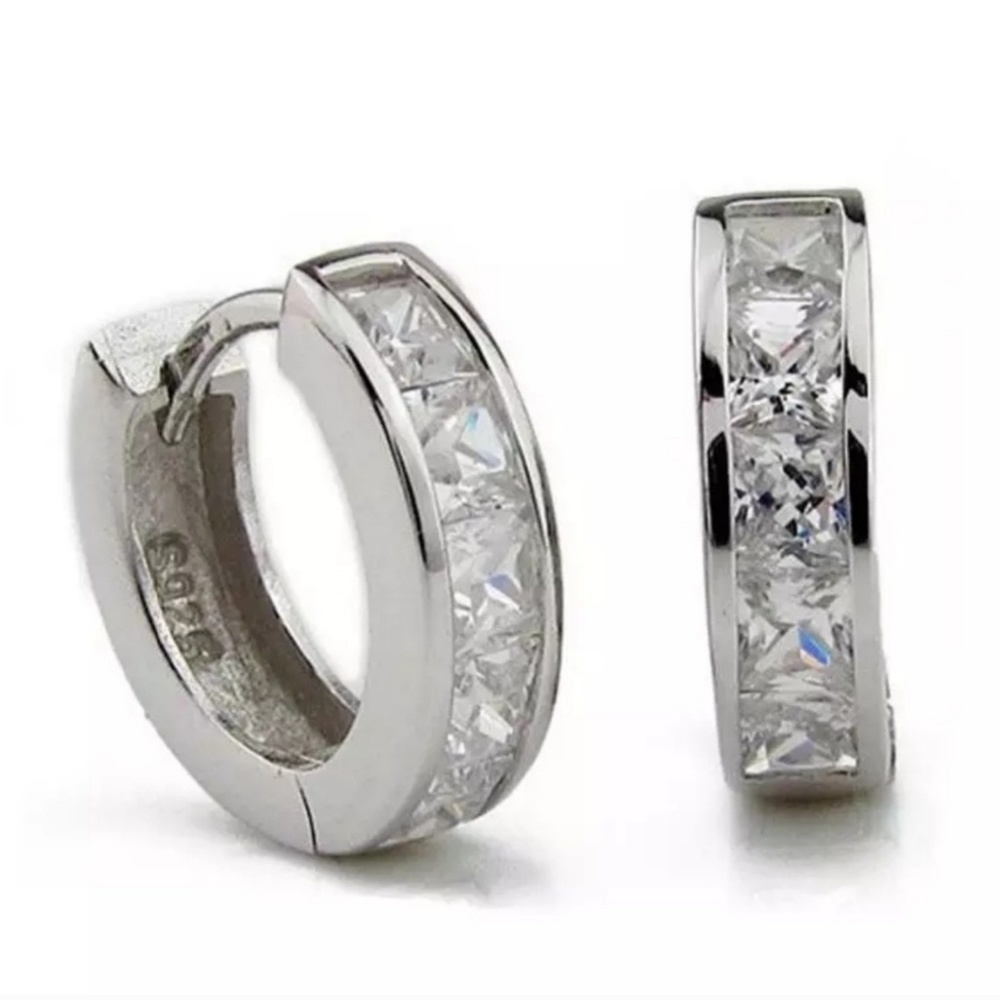 925 Sterling Channel Set Huggie Hoops